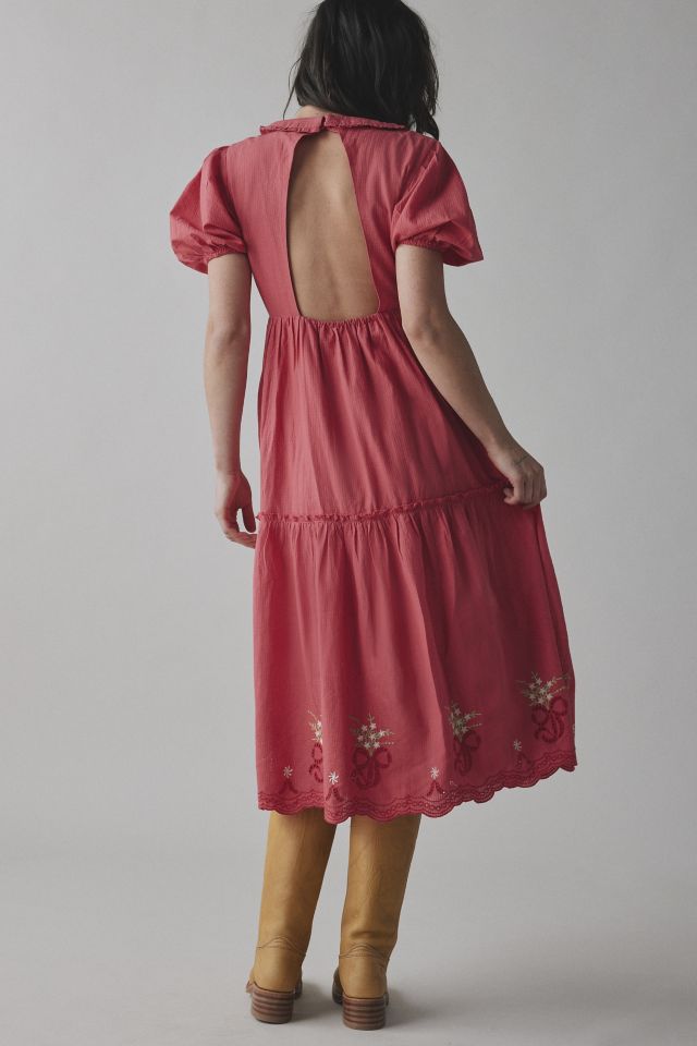 Kimchi Blue Hunter Floral Embroidered Keyhole Cutout Midi Dress #3