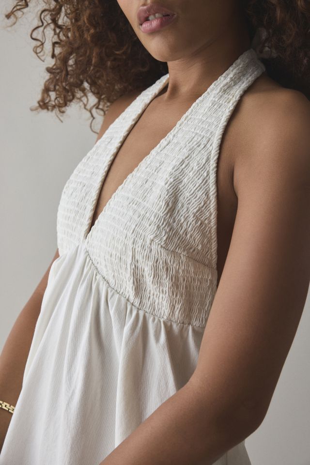 BDG Iris Smocked Plunging V-Neckline Halter Mini Dress #4