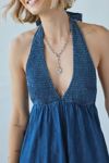 BDG Iris Smocked Plunging V-Neckline Halter Mini Dress