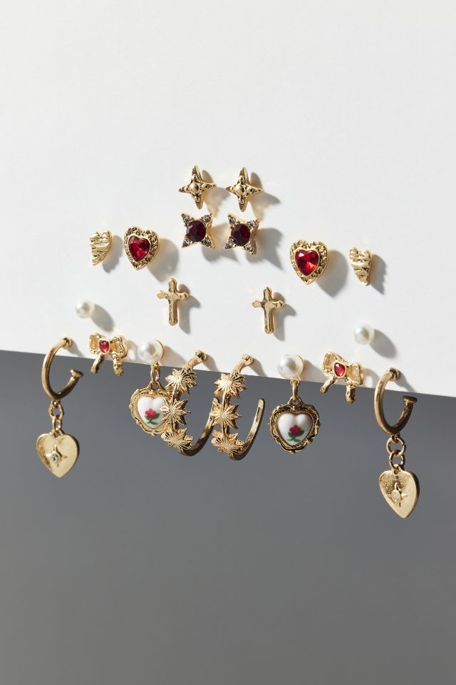 Aphrodite Post & Hoop Charm Earring Set #1