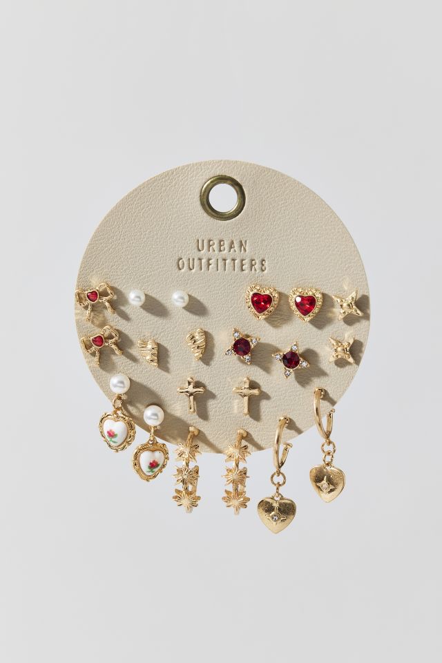 Aphrodite Post & Hoop Charm Earring Set #2