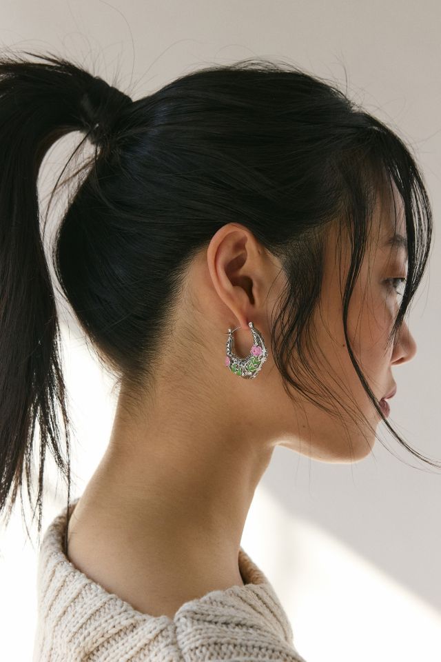 Belladonna Statement Rose Hoop Earring #1