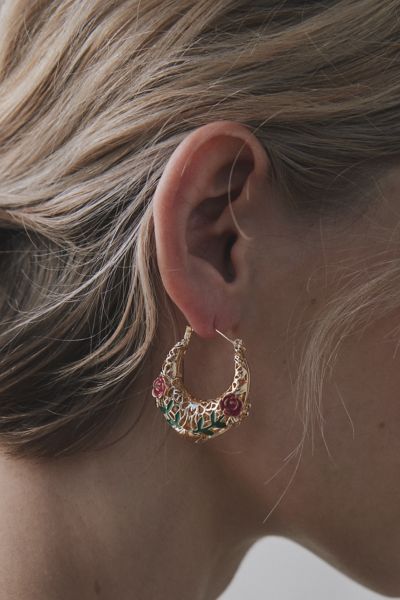 Belladonna Statement Rose Hoop Earring Product Page