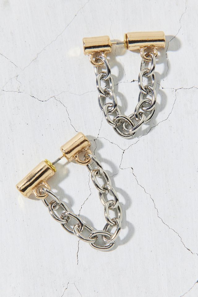 Boucles d'oreilles créoles à chaîne et métaux mixtes #1