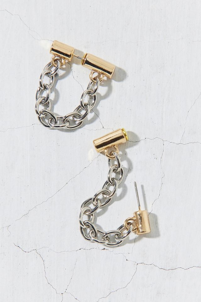Boucles d'oreilles créoles à chaîne et métaux mixtes #2