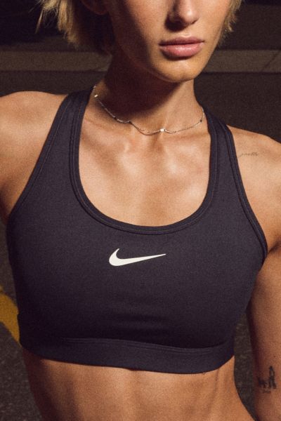 Nike Swoosh Medium Support Sports Bra In Black, Women's At Urban Outfitters