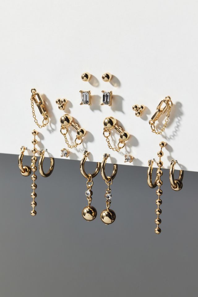 Ball Bead Post & Hoop Earring Set #1