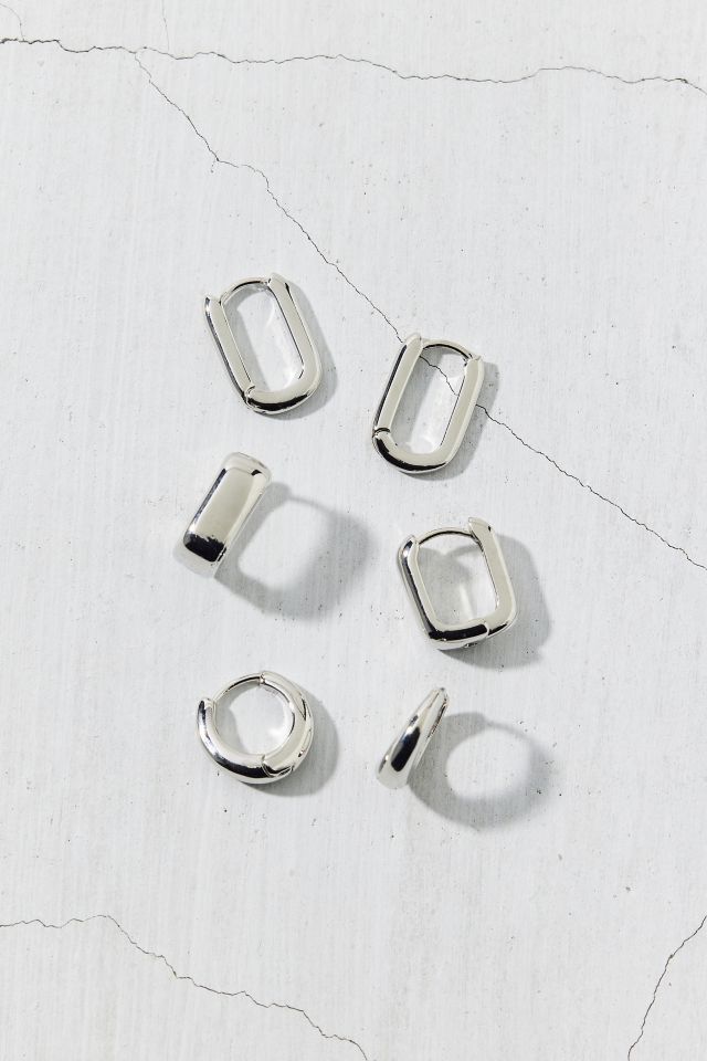 Chunky Square Mini Hoop Earring Set #3