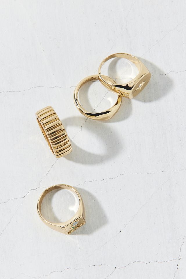 Forget Me Not 4-Piece Signet Ring Set #2