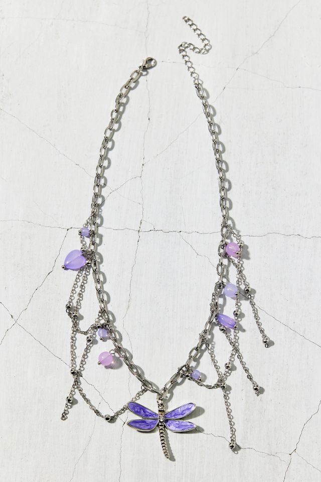 Dragonfly Stone Layered Chain Necklace #1
