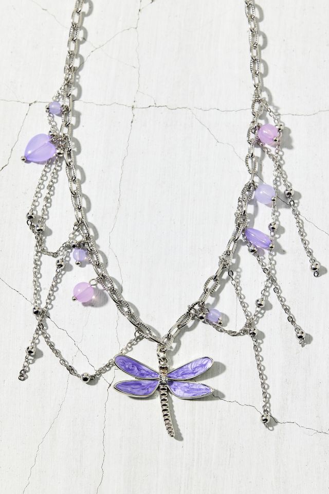 Dragonfly Stone Layered Chain Necklace #2