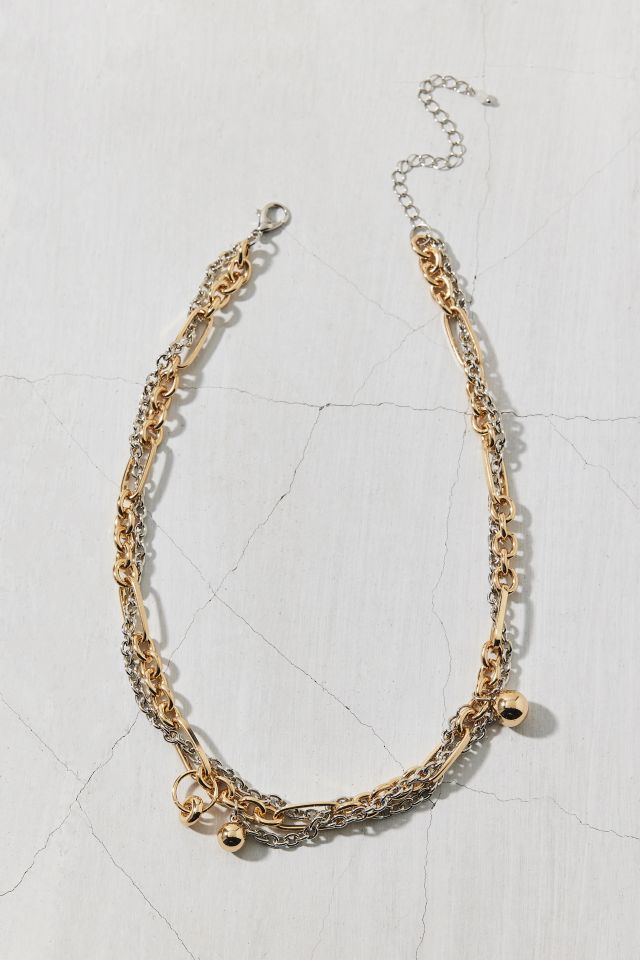 Mixed Metal Twisted Chains Necklace #1