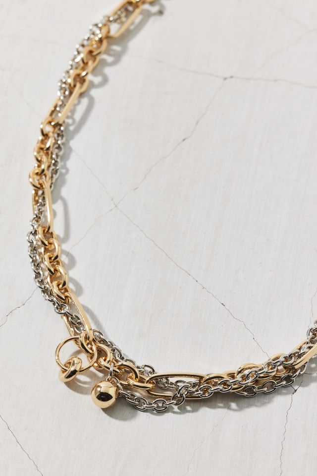 Mixed Metal Twisted Chains Necklace #2