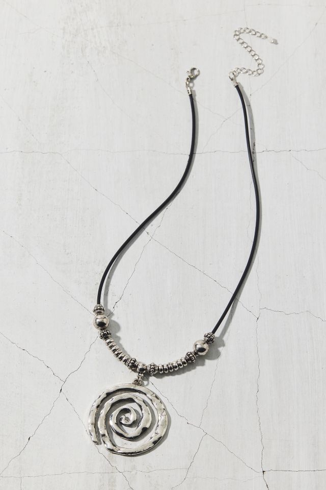 Statement Swirl Pendant Cord Necklace #1