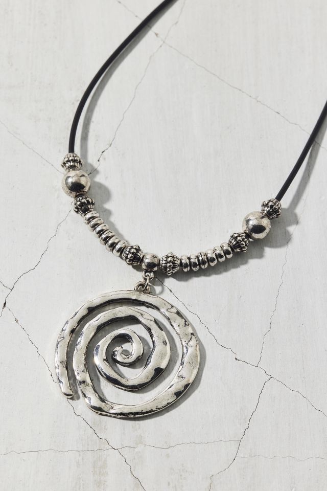 Statement Swirl Pendant Cord Necklace #2