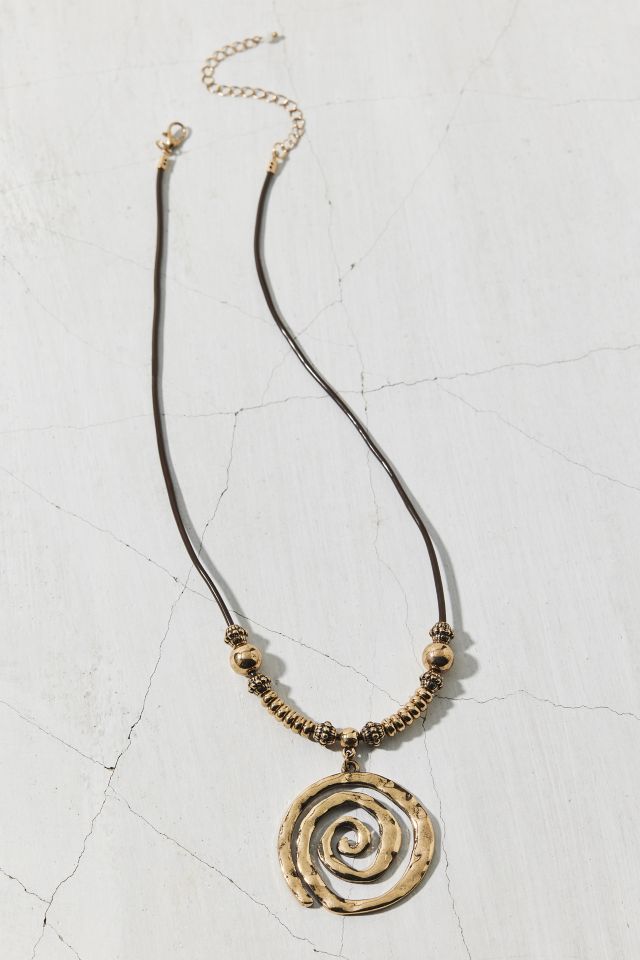 Statement Swirl Pendant Cord Necklace #1