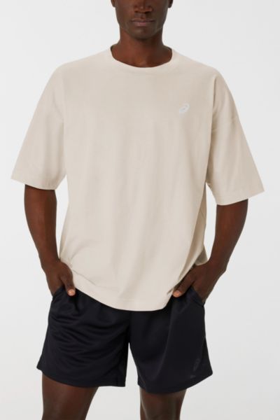 Asics Spiral Relaxed Fit Athletic T-shirt Top In Oatmeal, Men's At Urban Outfitters In Oatmeal