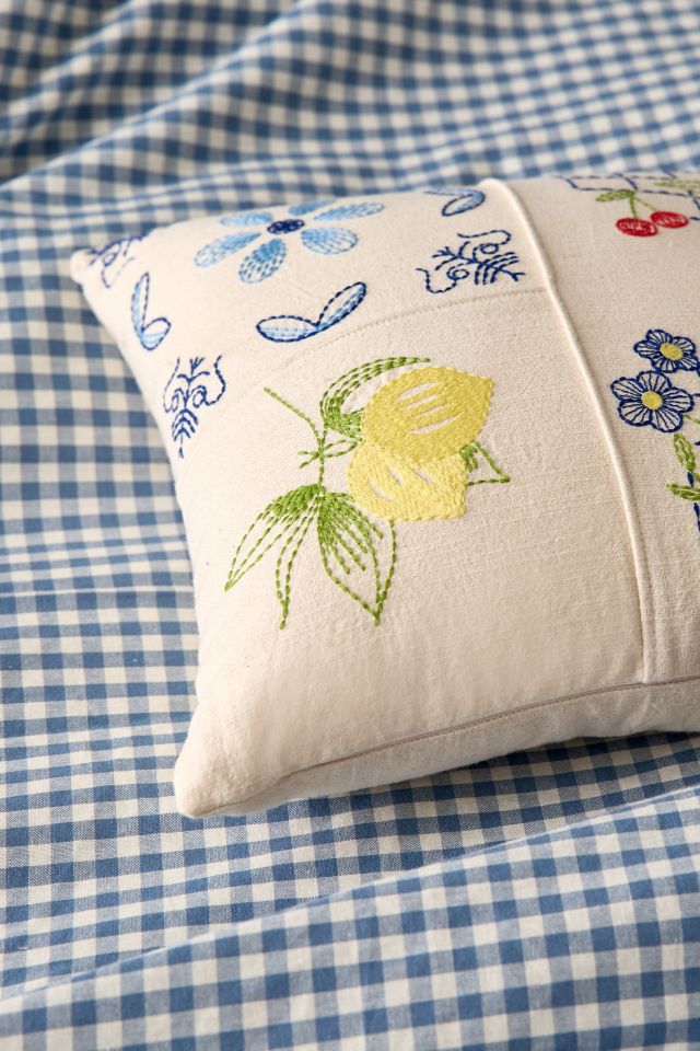 Fruit Lattice Pattern Embroidered Throw Pillow #1