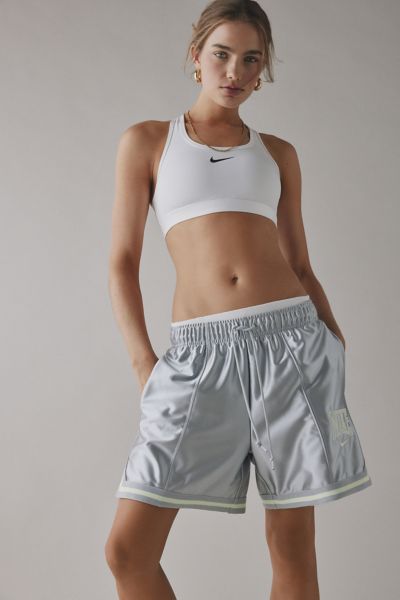 Nike Sportswear Street 6" Satin Graphic Short In Light Smoke Grey/barely Volt/barely Volt, Women's At Urb