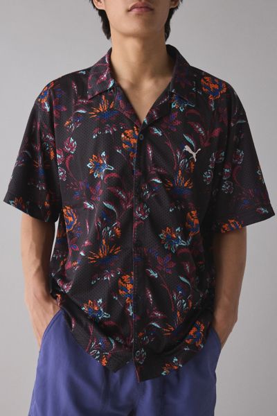 Puma Floral Allover Print Mesh Short Sleeve Shirt