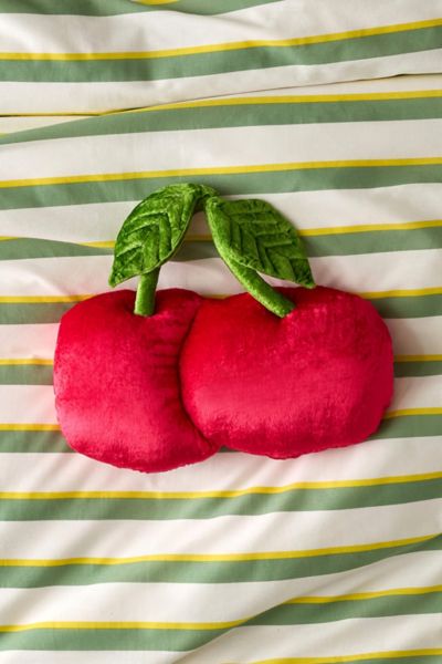 Urban Outfitters Fruit Shaped Velvet Throw Pillow In Cherry At