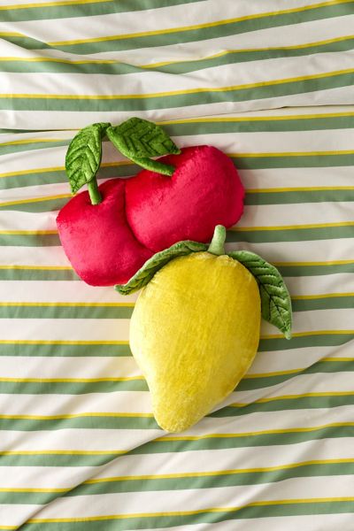 Urban Outfitters Fruit Shaped Velvet Throw Pillow In Lemon At