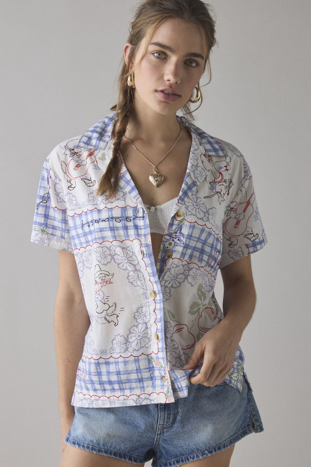 BDG Asher Printed Souvenir Short Sleeve Button-Down Shirt #1