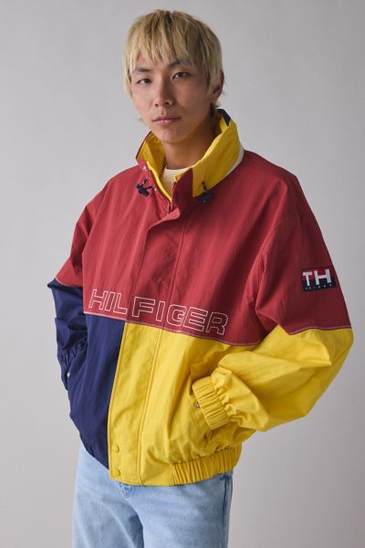 Shop Tommy Hilfiger Sailing Colorblock Windbreaker Jacket In Magma Red, Men's At Urban Outfitters