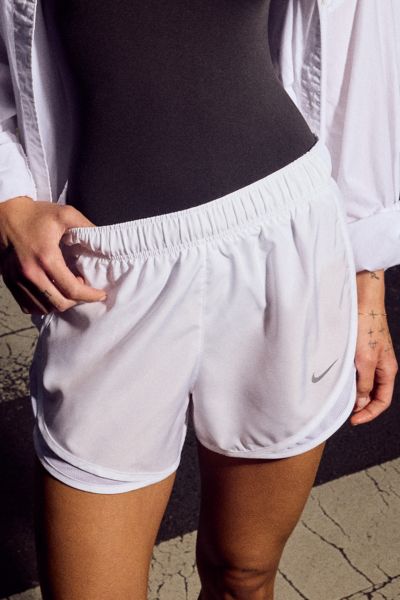 Nike Dri-fit Tempo Mid-rise Lined Running Short In White, Women's At Urban Outfitters