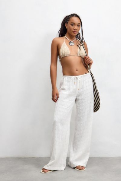 Out From Under Ellie Broderie Beach Pant In White, Women's At Urban Outfitters In White