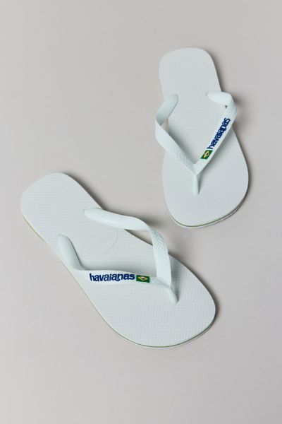 Havaianas Men's Brazil Logo Flip Flop Sandal In White, Men's At Urban Outfitters