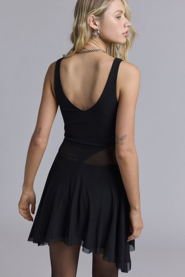 UO Pearl Semi-Sheer Mesh Cowl Neck Mini Dress #3