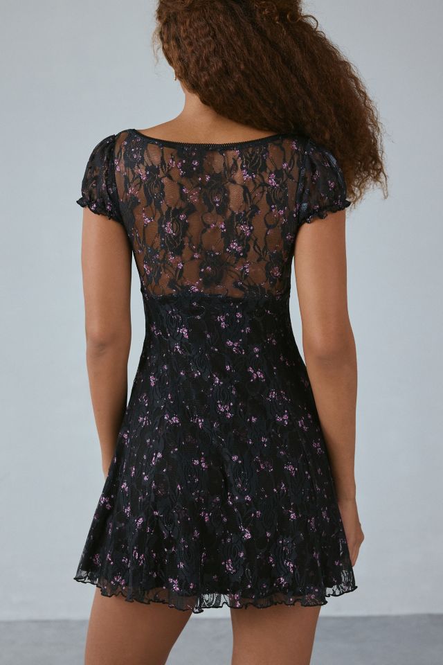 UO Rachel Floral Lace Square Neck Babydoll Mini Dress #2