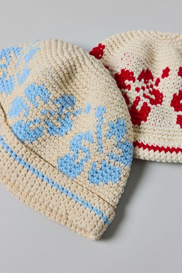 Floral Knit Roll Cuff Beanie #1