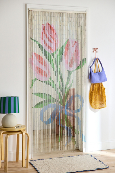 Tulip Bow Bouquet Bamboo Beaded Curtain | Urban Outfitters