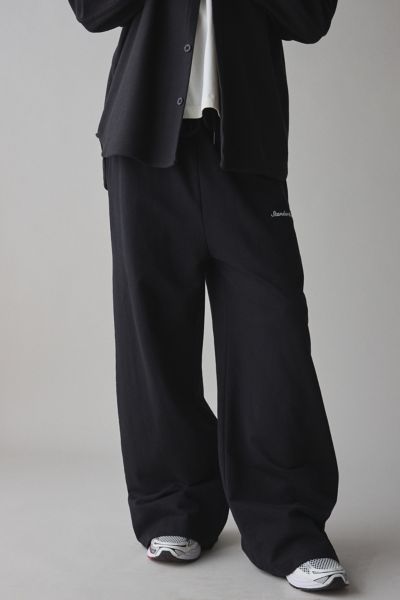 Standard Cloth Relaxed Fit Open Hem Wide Leg Sweatpant In Black, Men's At Urban Outfitters In Black