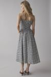 Glamorous Gingham Tie-Front Smocked Midi Dress