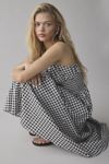 Glamorous Gingham Tie-Front Smocked Midi Dress