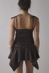 Glamorous Ruched Drop Waist Hanky Hem Mini Dress