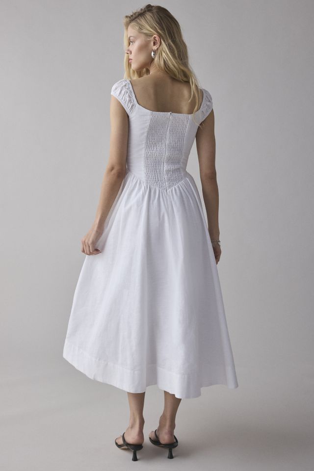 Glamorous White Cotton-Blend Drop-Waist Midi Dress #2