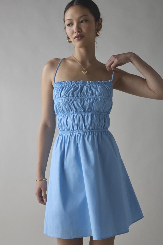 Glamorous Ruched Open Back Lace-Up Mini Dress #1