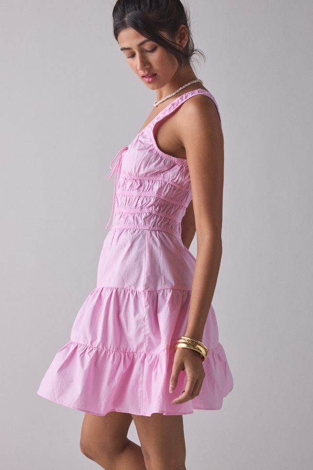ルミニョン Candy check panel zip dress 【Pink】 Pink & White Cotton Gingham Check Tiered Dress | EST-HH-120