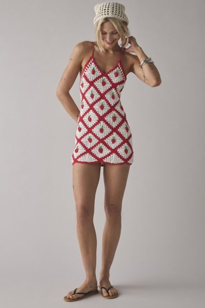 Glamorous Crochet Berry Mini Dress
