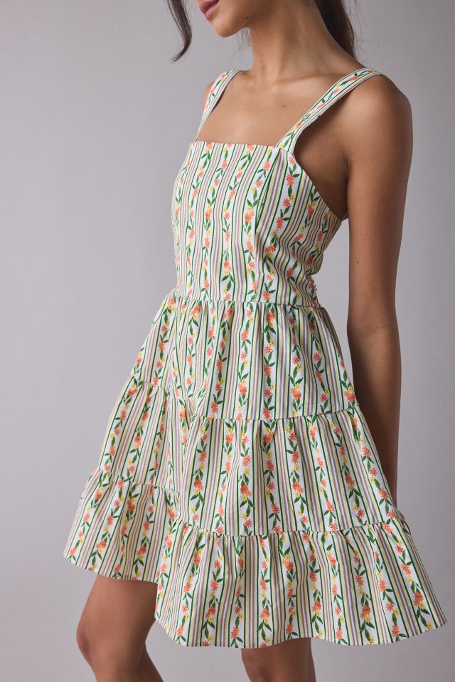 Glamorous Floral Trellis Linen-Blend Bow-Back Mini Dress #2
