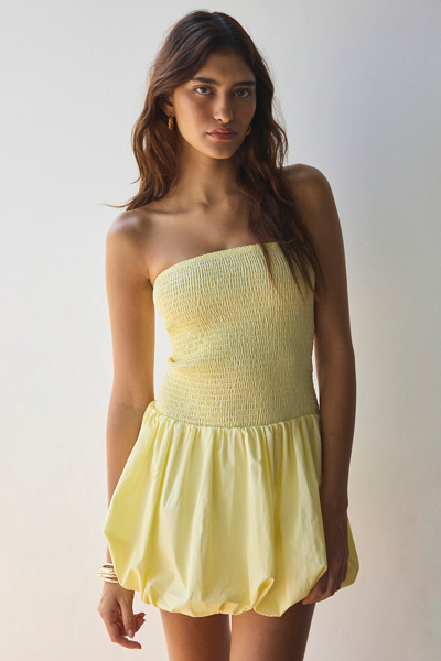 Yellow Gingham Smocked Layered Ruffle Trim Spaghetti Strap Backless Mini Dress main image 1