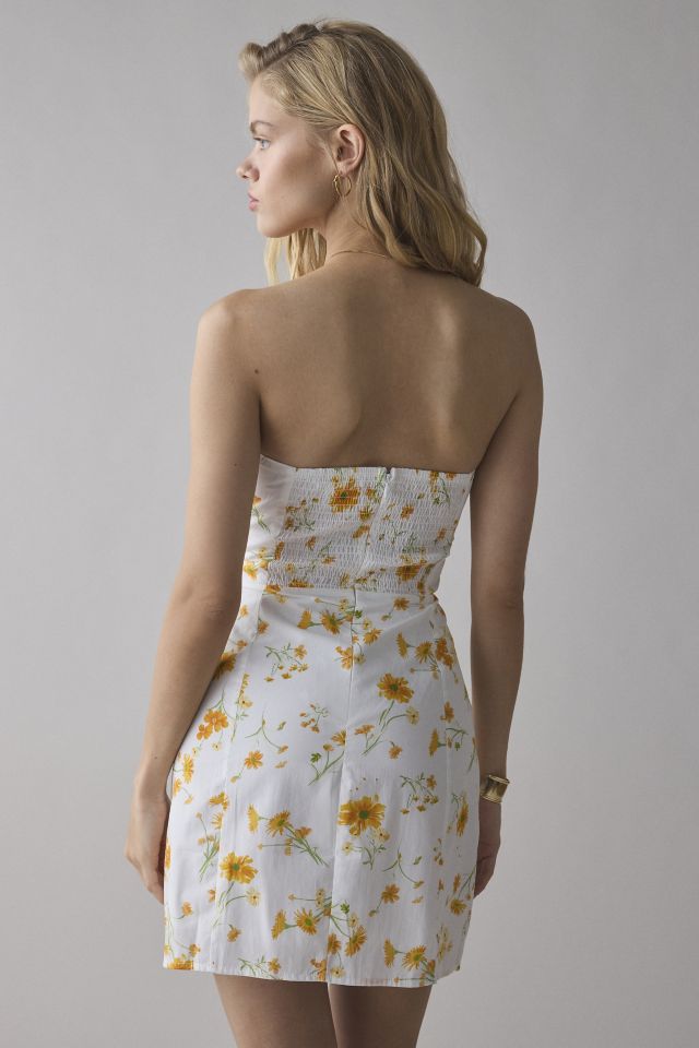 Glamorous Marigold Floral Cotton Strapless Mini Dress #2