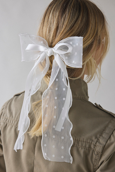 Inez Chiffon Ribbon Hair Bow Hair Clip | Urban Outfitters