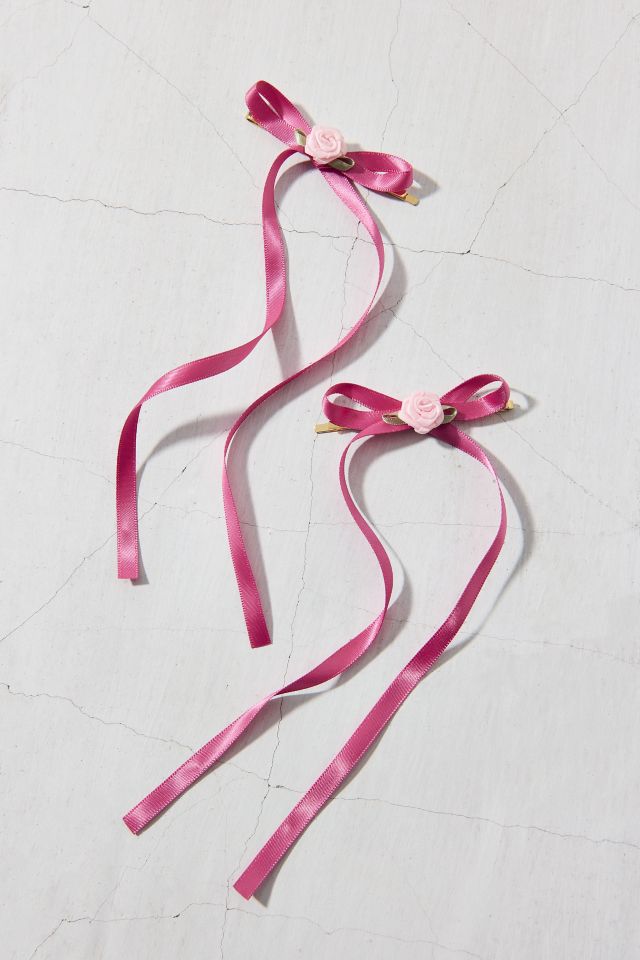 Rosette Satin Ribbon Bow Hair Clip Set #1