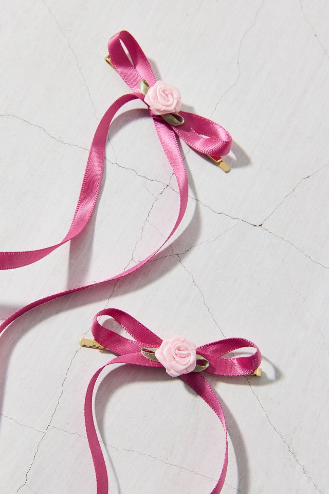 Rosette Satin Ribbon Bow Hair Clip Set #2