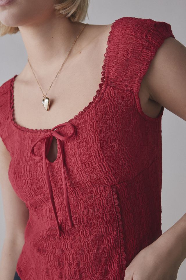 Kimchi Blue Juliette Keyhole Scoop Neck Crinkle Blouse #1